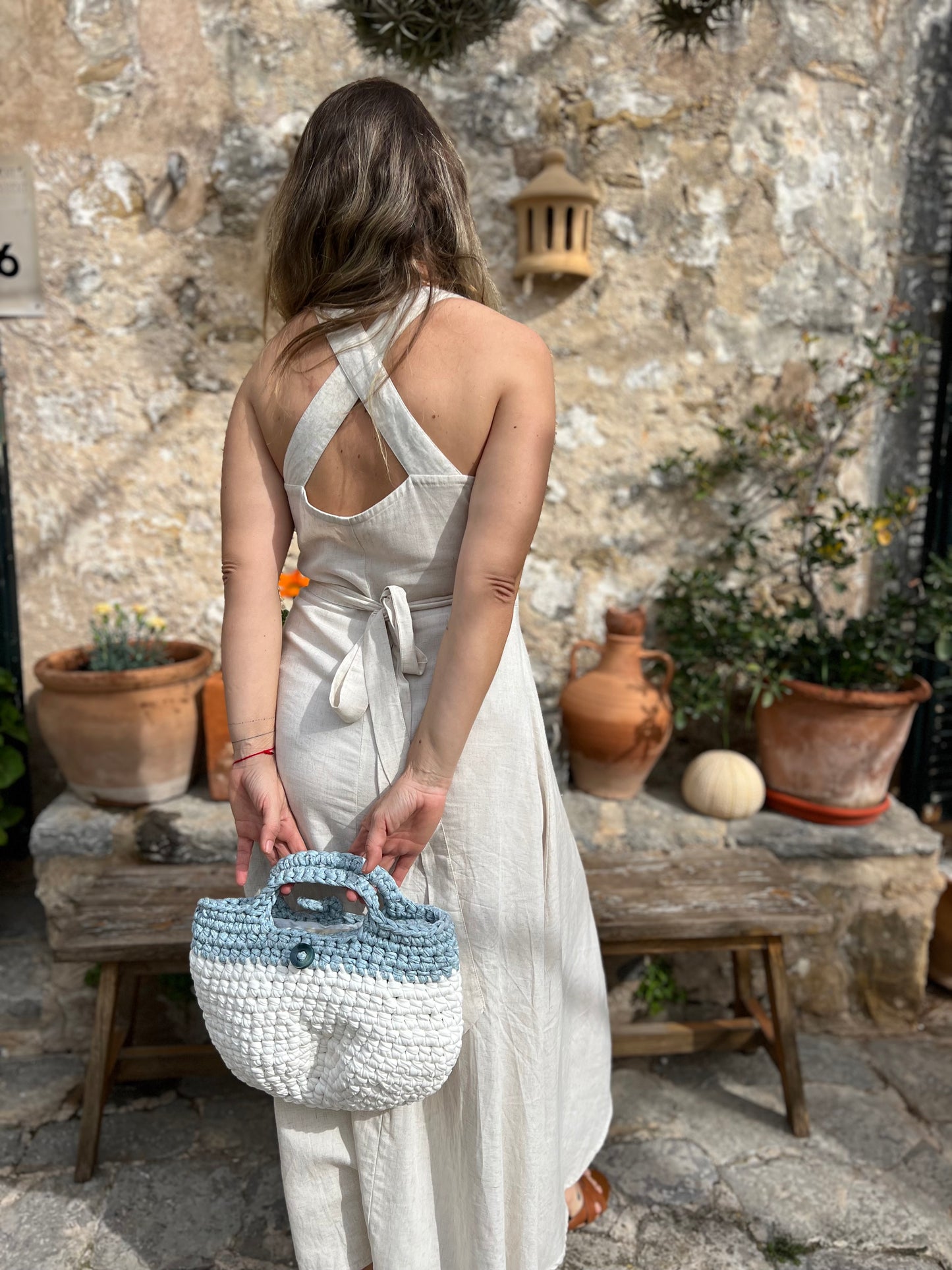 Bolso Palma Crochet de Estilo Mediterráneo en Algodón Orgánico