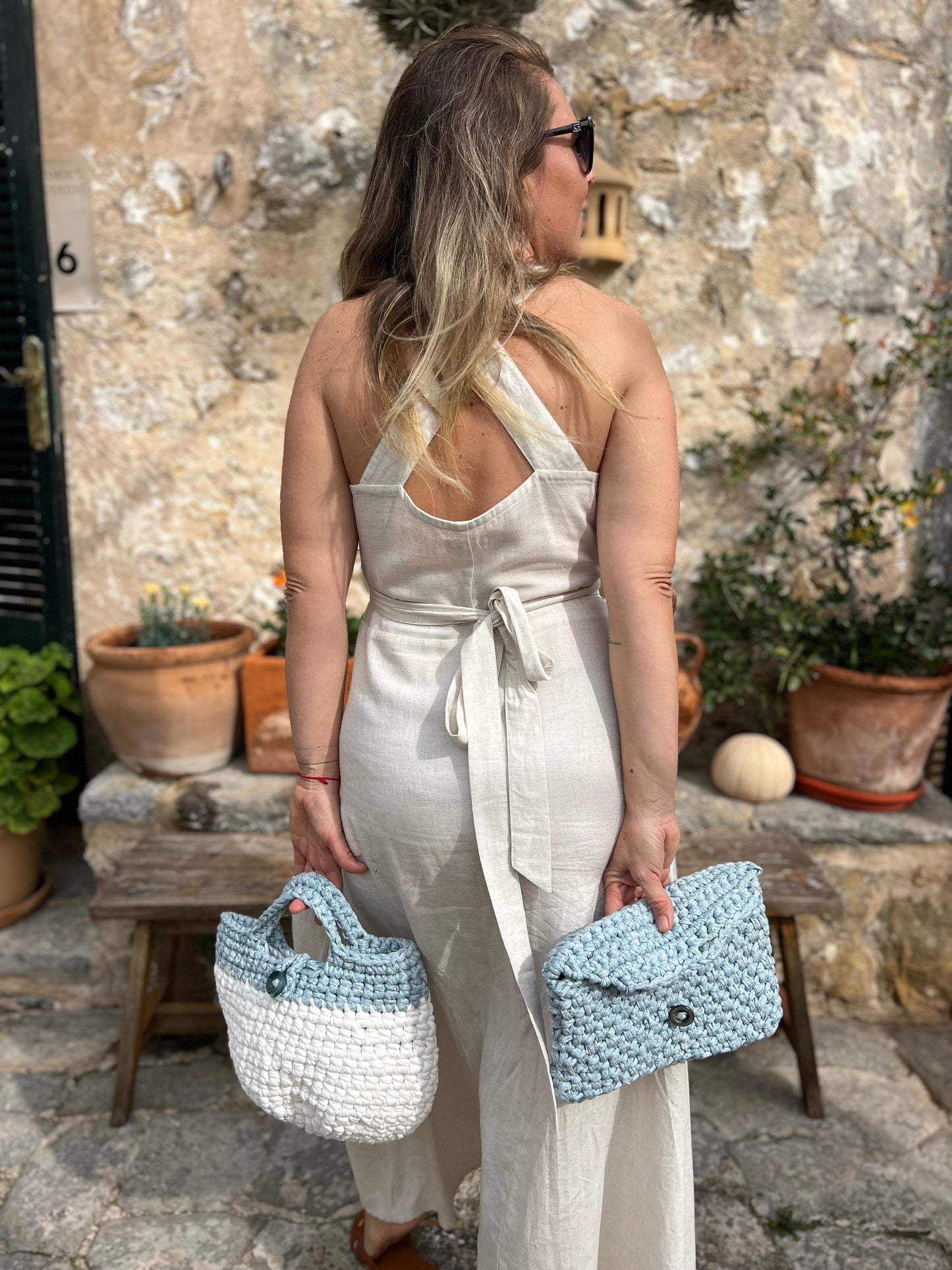 Bolso Palma Crochet de Estilo Mediterráneo en Algodón Orgánico