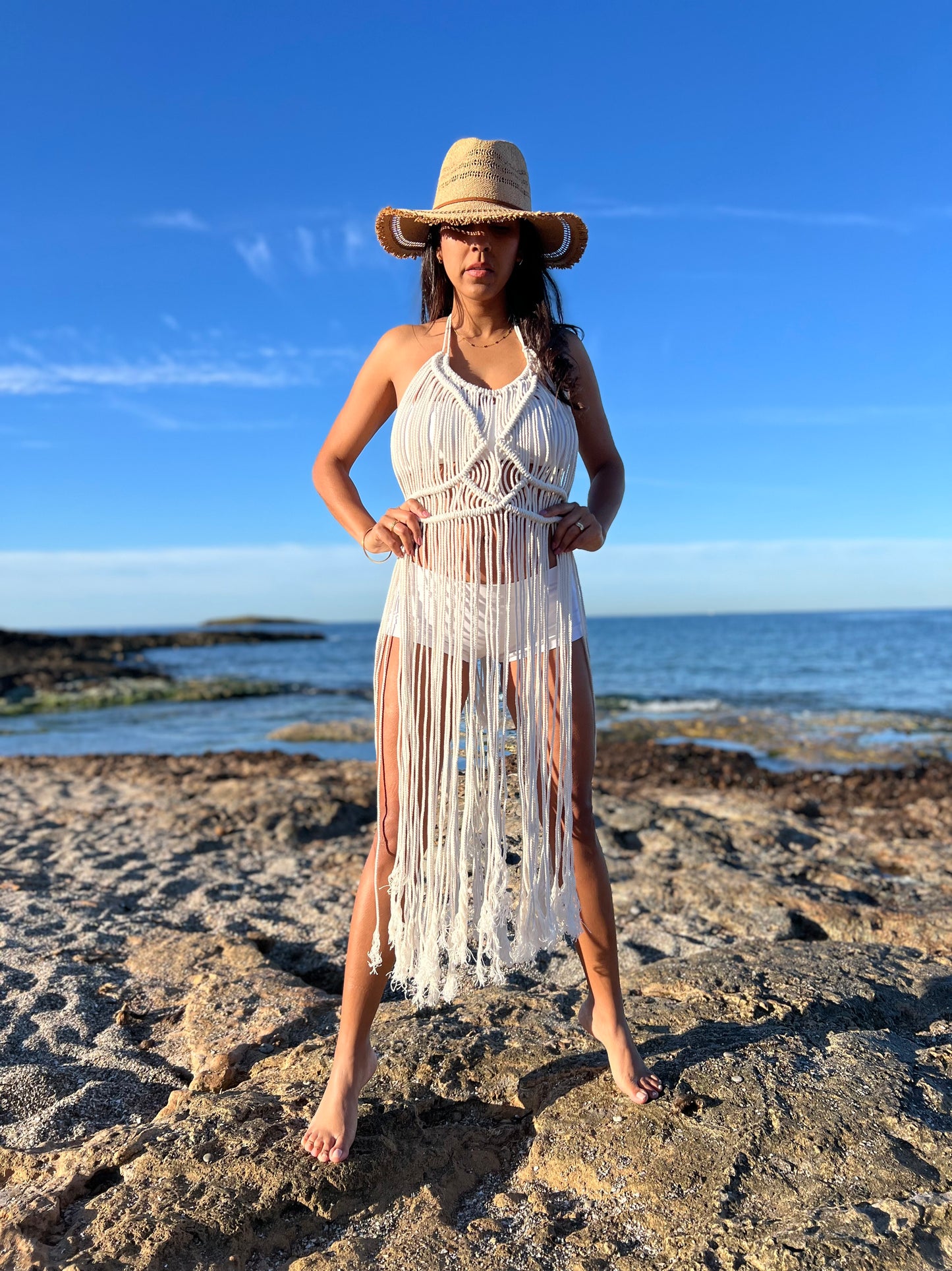 Luxury long dress macrame