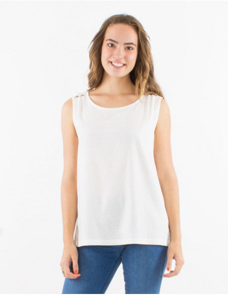 Blusa 54% lino 46% viscosa sin mangas