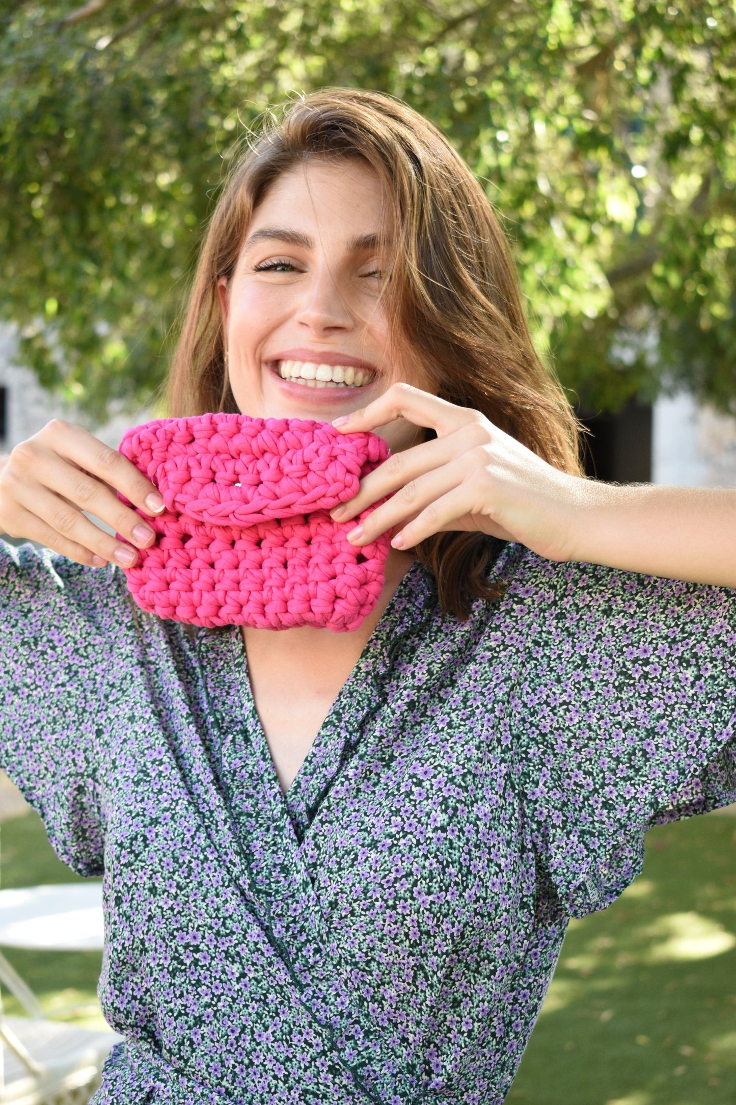 Fuchsia Crochet Bag