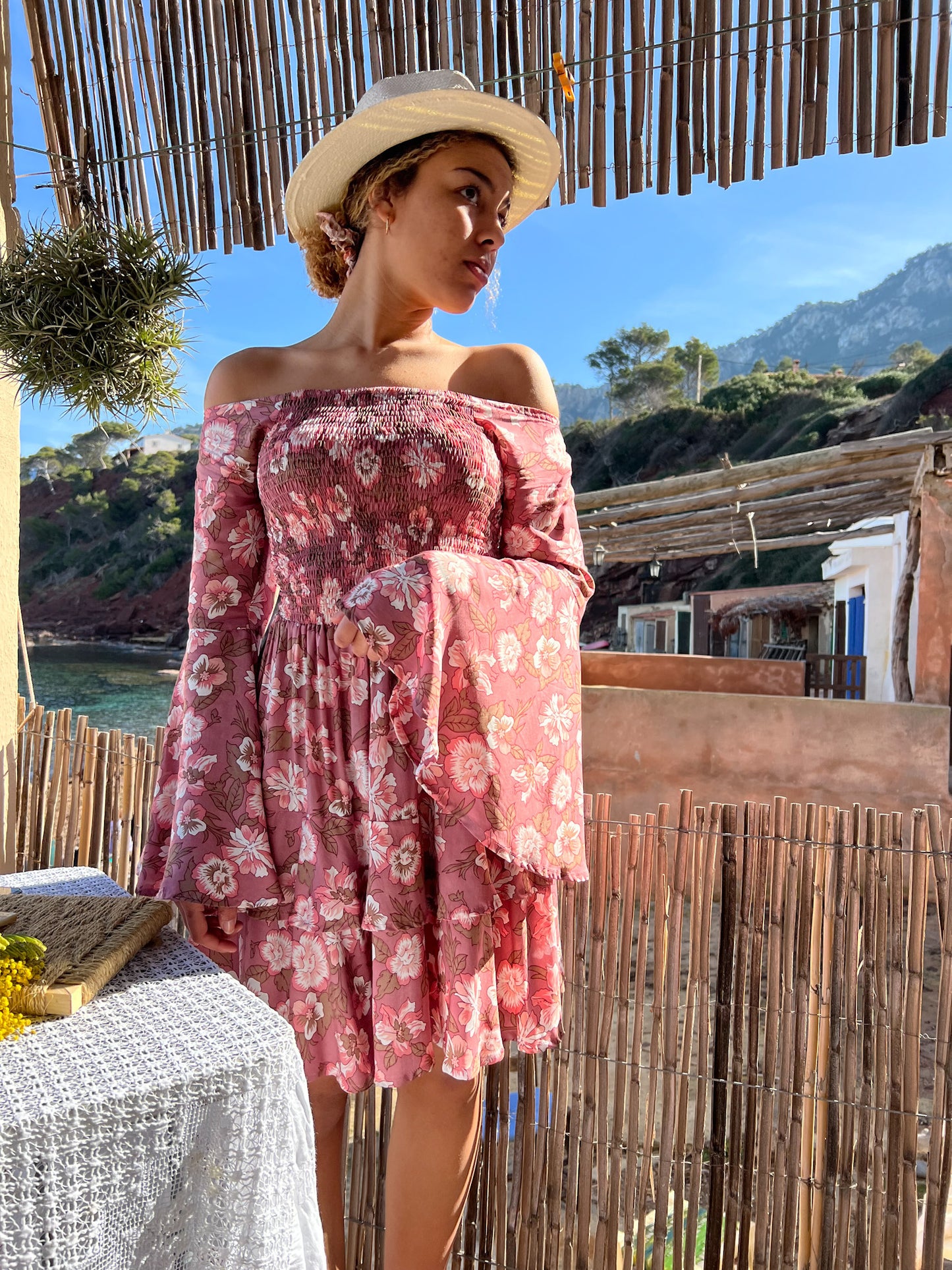 Vestido palabra de honor boho