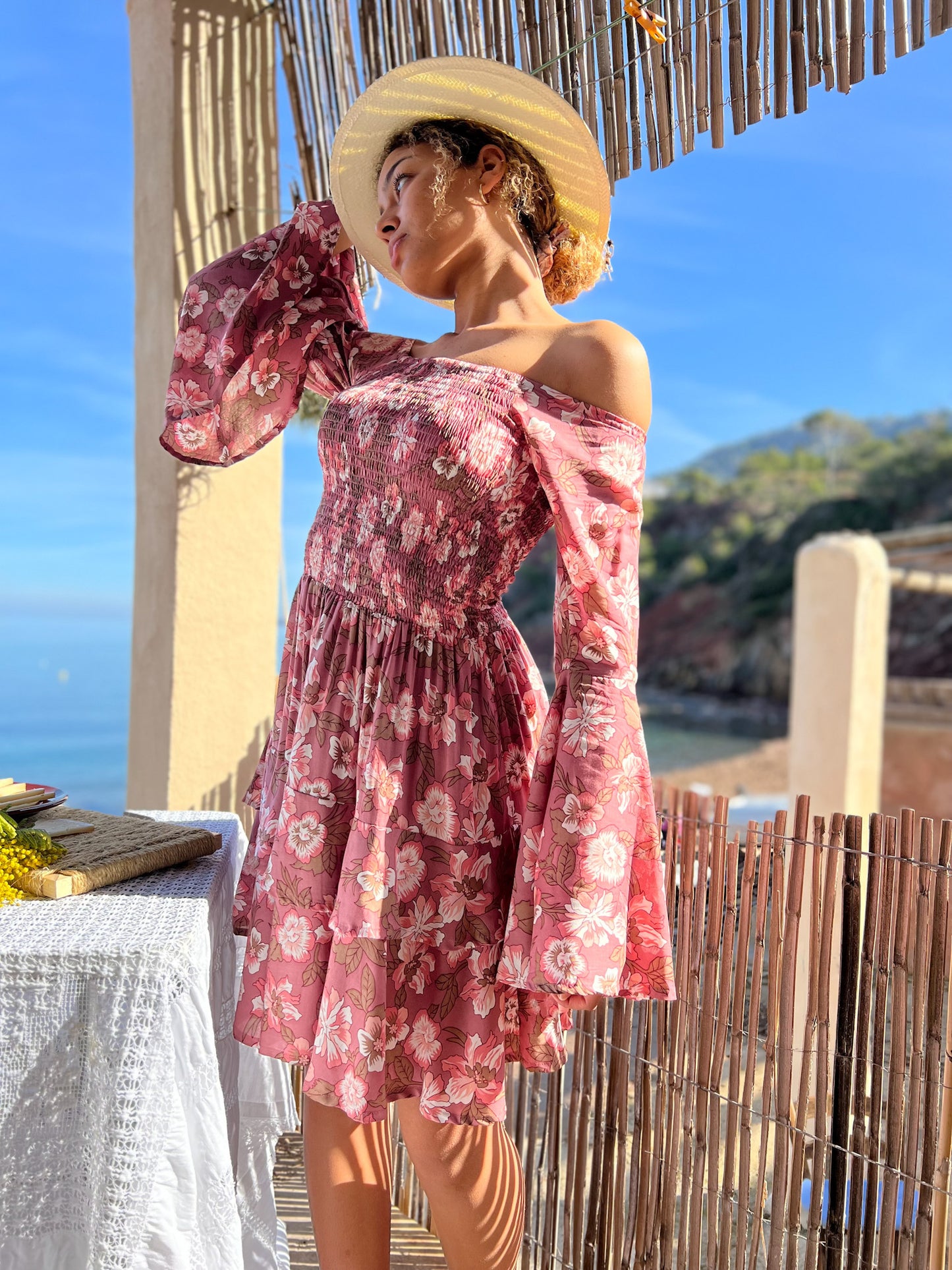 Vestido palabra de honor boho