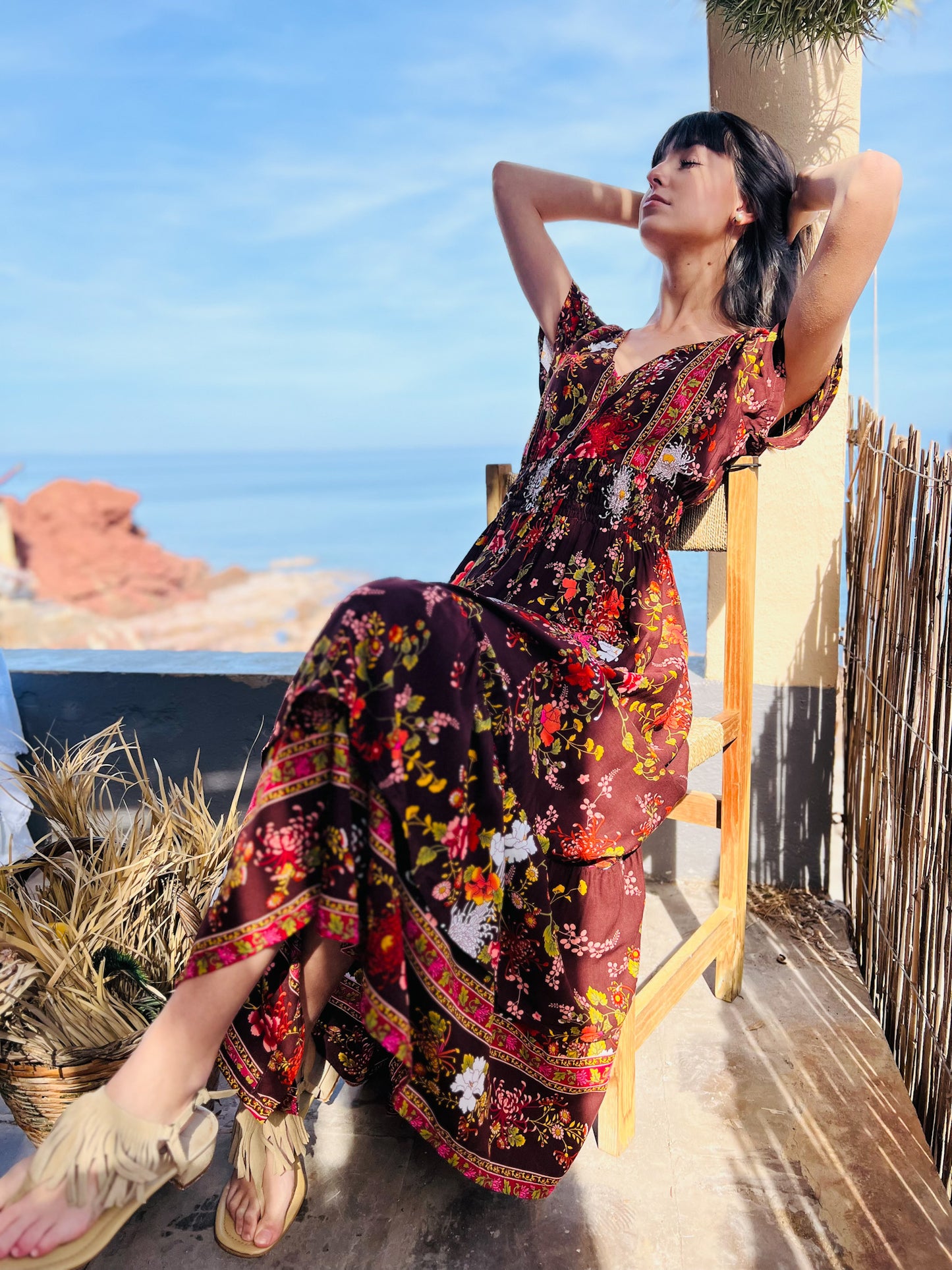 Boho floral print dress