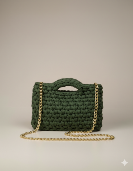 Bolso crochet sostenible verde oliva