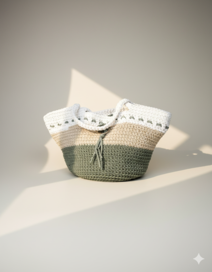 cesta de crochet hecha a mano